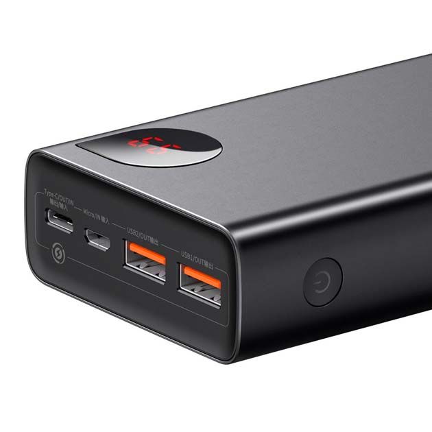 Baseus Adaman Metal Digital Display 20000 mAh 65W Quick Charge зі швидкою зарядкою для пристроїв з дисплеєм PPIMDA-D01 Чорний