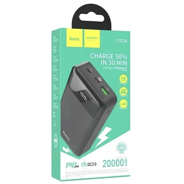 Power Bank Hoco J102A 20000mAh PD20W+QC3.0 чорний