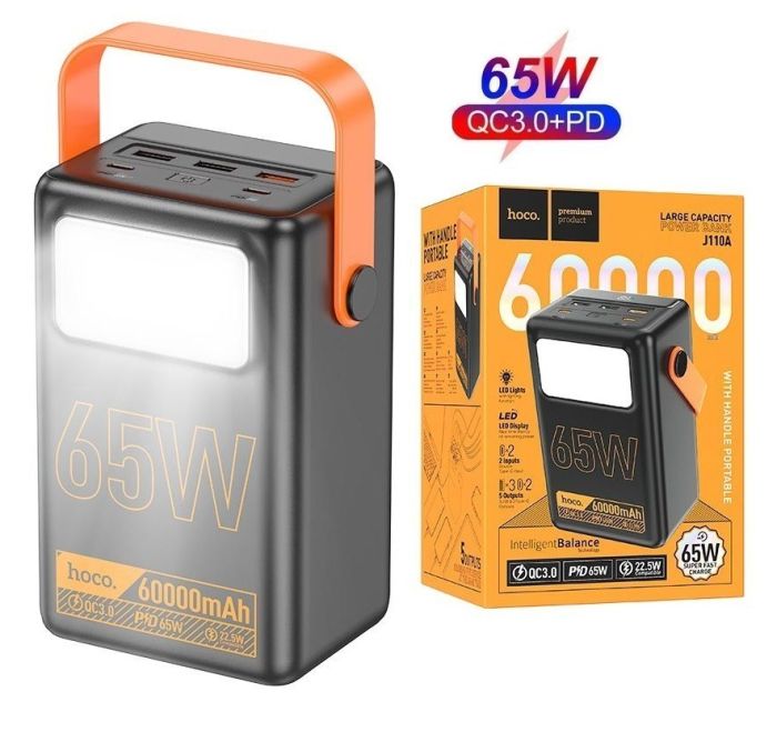 Hoco Flashlight 60000 mAh Quick Charge 65W black