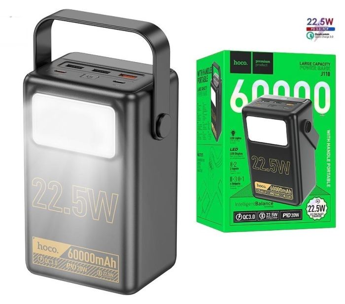 Hoco Flashlight 60000 mAh Quick Charge 22.5W black