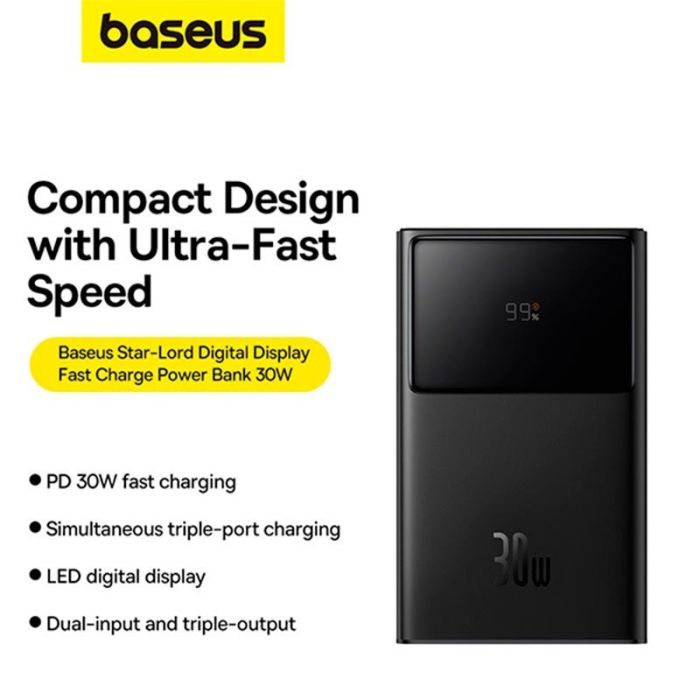 Baseus Star-Lord Цифровой дисплей с быстрой зарядкой 10000 mAh | Black