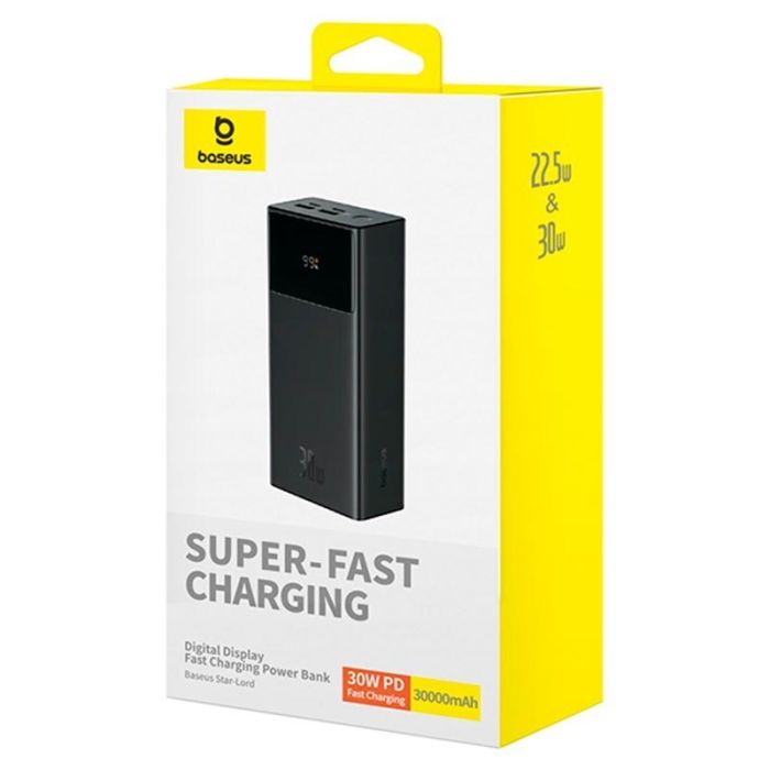 Baseus Star-Lord Цифровой дисплей с быстрой зарядкой 30000 mAh | Black