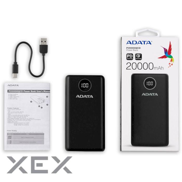 Універсальна мобільна батарея A-DATA P20000QCD 20000mAh Black (AP20000QCD-DGT-CBK)