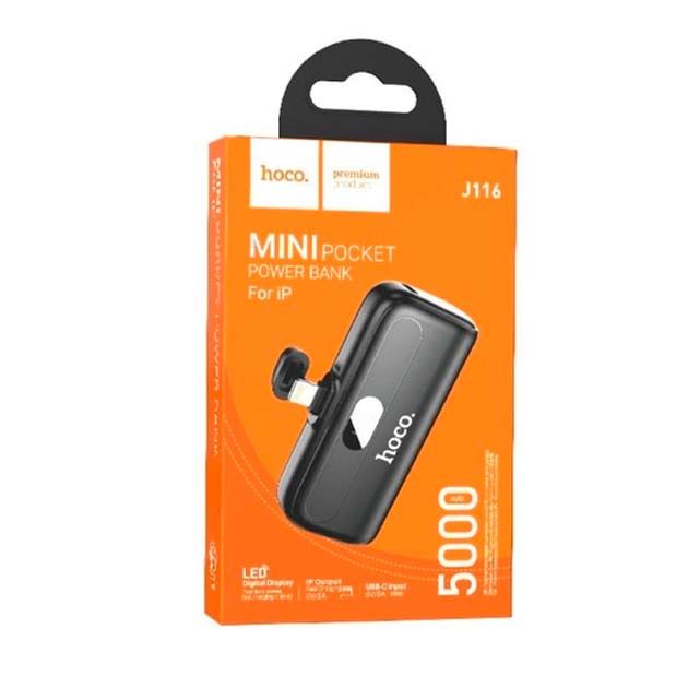 Hoco J116 Pocket with digital display 5000 mAh Apple Lightning для iPhone 6/7/8/X/Xs/11/12/13/14 Pro Max Чорний