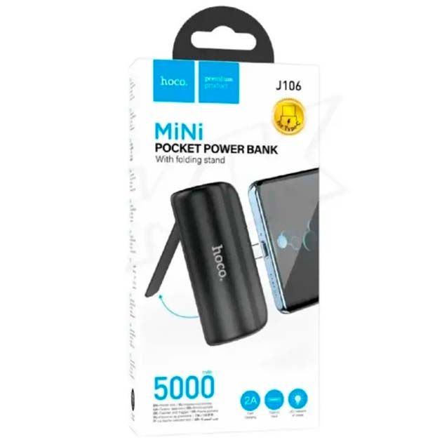 Hoco J106 Pocket iP 5000 mAh Apple Lightning для iPhone 6/7/8/X/Xs/11/12/13/14 Pro Max Чорний