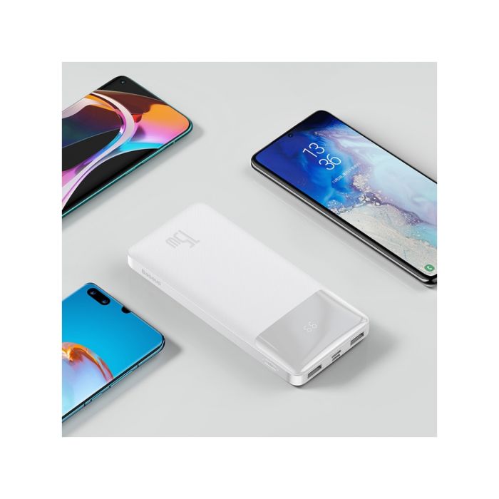 Baseus Bipow 10000 mAh, PD/15W, USB-C/3A, 2*USB-A/3A(max.), white (PPDML-I02)