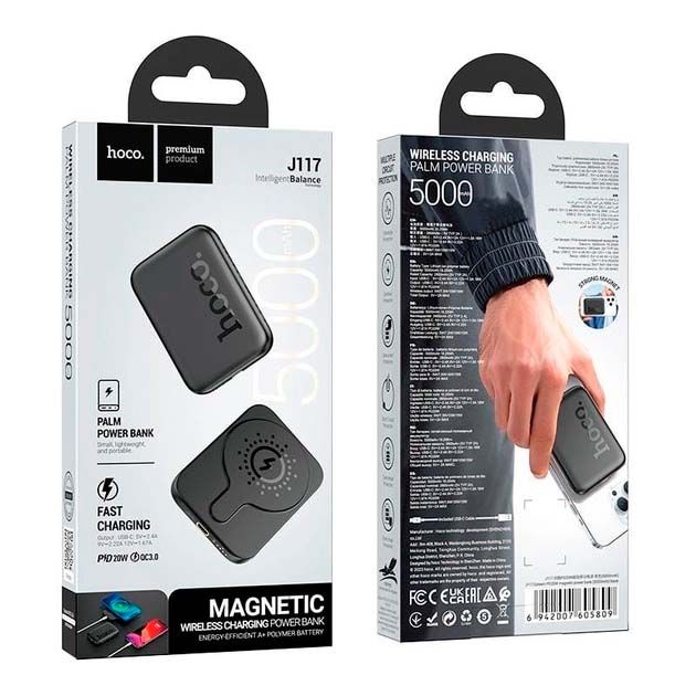Hoco J117 5000 mAh PD/MagSafe20W Magnetic для телефону/навушніків Чорний