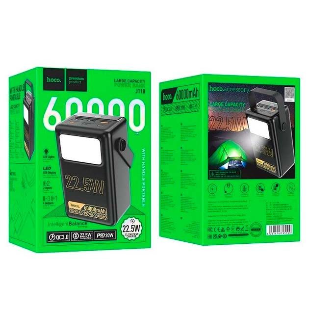 Hoco J110 Powerful 22.5W LCD/Lamp 60000 mAh для пристроїв Чорний