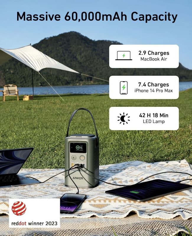 Anker 548 (PowerCore Reserve 192Wh) з ліхтариком 60000 mAh (A1294061)