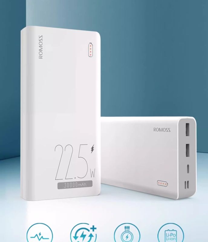 ROMOSS 30000 mAh 22.5 W Fast Charge PD & QC 18 W Білий (Sense8F)