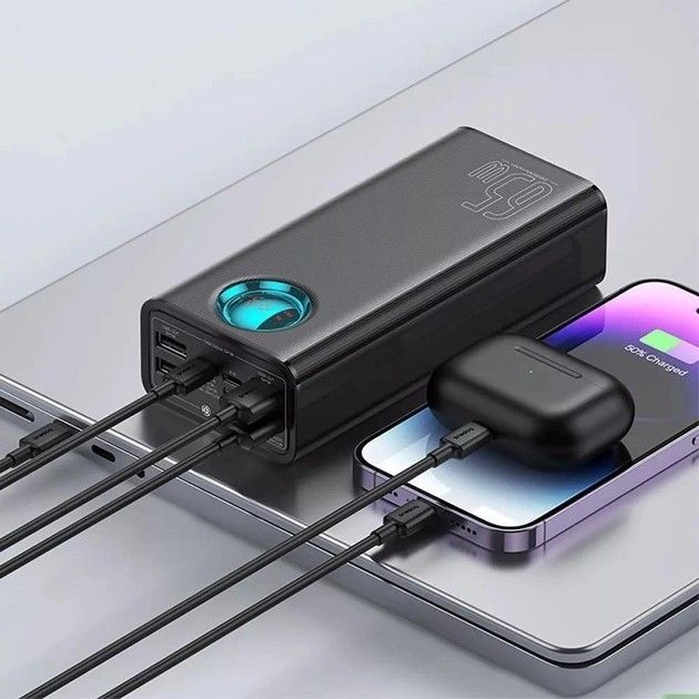 Baseus Amblight Digital Display 26800mAh 65W QC3.0 PD3.0 4xUSB/Type-C/Lightning/microUSB чорний (P10022402113-00)