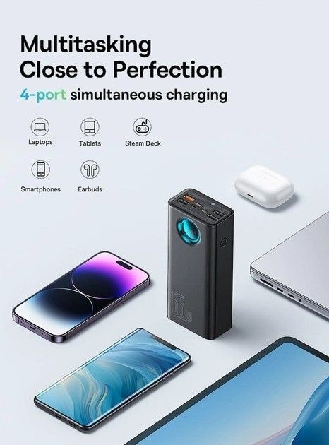 Baseus Amblight Digital Display 26800mAh 65W QC3.0 PD3.0 4xUSB/Type-C/Lightning/microUSB чорний (P10022402113-00)