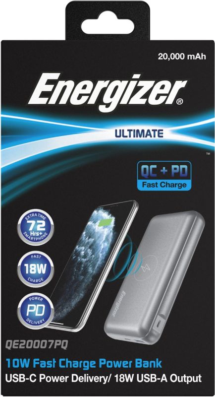 Energizer QE2007PQ Qi Wireless Type-C PD 20000 mAh Silver (QE2007PQ/GY)