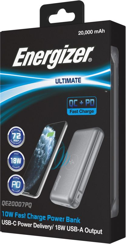 Energizer QE2007PQ Qi Wireless Type-C PD 20000 mAh Silver (QE2007PQ/GY)