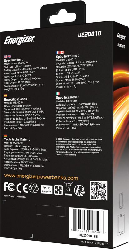 Energizer UE20010 20000 mAh Black (UE20010/BK)