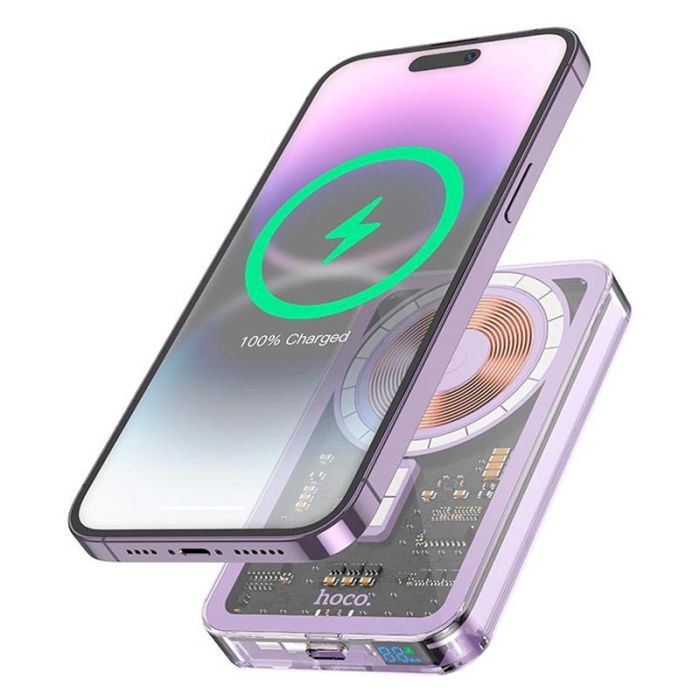 Hoco Ice Crystal magnetic fast charging Q14 5000 mAh |Type-C,QC/PD,20W/3A| Purple