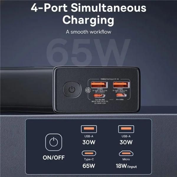 Baseus 30000 mAh 65WStar-Lord Digital Display 2xUSB/Type-C/microUSB чорний (P10022908113-00)