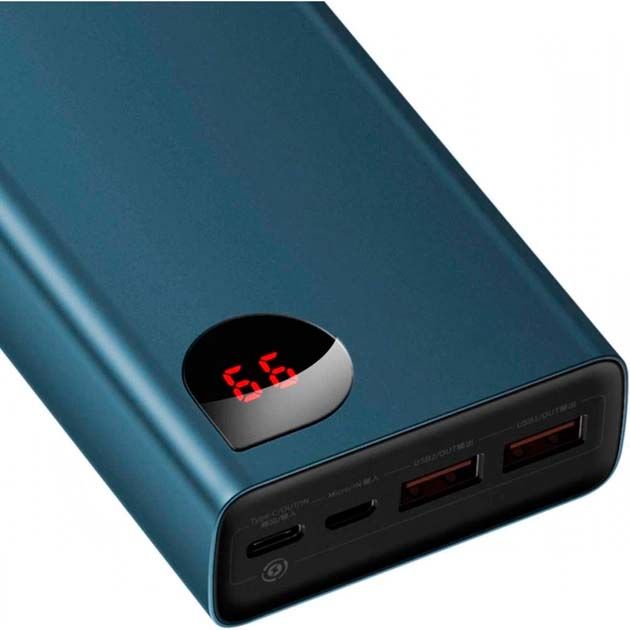 Baseus Adaman Metal Digital Display 20000 mAh 65W Quick Charge зі швидкою зарядкою для пристроїв з дисплеєм PPIMDA-D03 + кабель USB для Type-C 3A/0.3М Синій