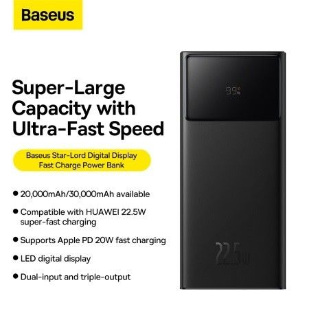 Baseus 30000 mAh 22.5W PD 3.0 QC Quick Charge швидка зарядка