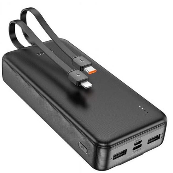Hoco J118A Speed Energy 20000 mAh 2USBхType-CхMicroUSB PD20W + кабель швидкої зарядки Type-C/Lightning вбудований Чорний