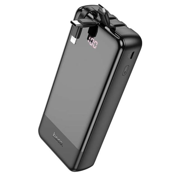 Power Bank Hoco J114A Charger 20000mAh USBхType-CхMicroUSB LED дисплей + вбудований кабель Type-C/Lightning/MicroUSB 2А Портативний Акумулятор Повербанк Чорний