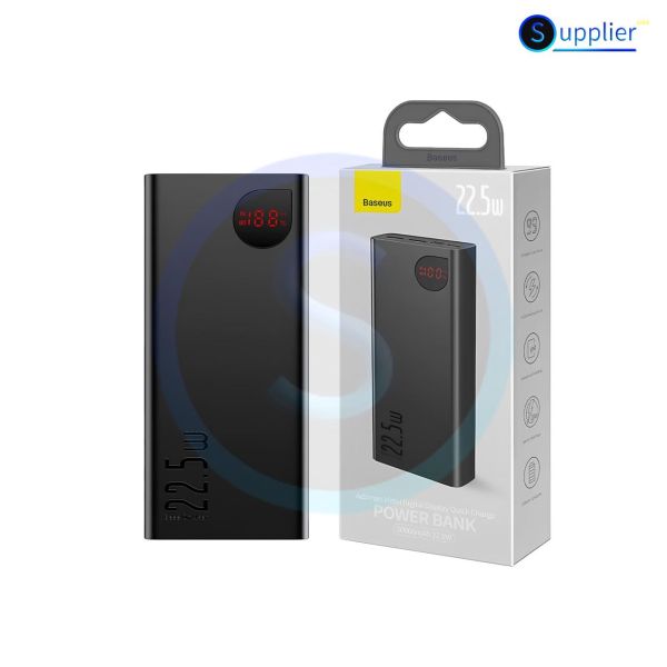 Повербанк Baseus Adaman Metal с дисплеем на 20000mAh 2USB/1Type-C, 5A/22.5W, PD/QBlackBlack