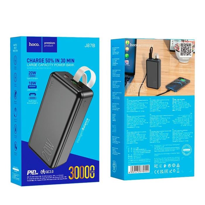 Hoco Tacker J87B 30000 mAh чорний