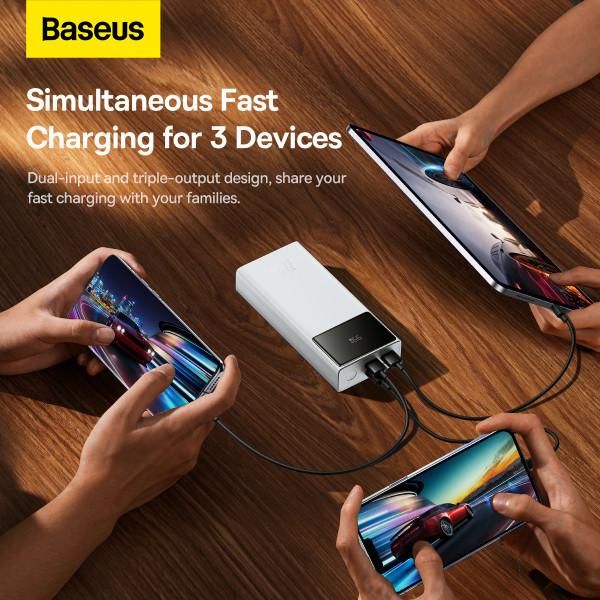 Baseus Star-Lord Digital Display 30000 mAh 22.5W 2xUSB/Type-C/microUSB швидка зарядка білий (PPXJ080102)