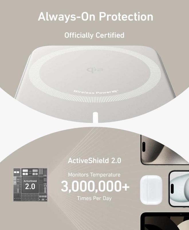 Anker MagGo 6600mAh, ультрашвидка 15 Вт для iPhone 15/15 Pro/15 Pro Max, 14/ 13/12 Series - White