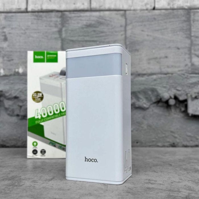 Нoco 40000 mAh з LED дисплеєм та ліхтариком  J86 / Powerbank / білий