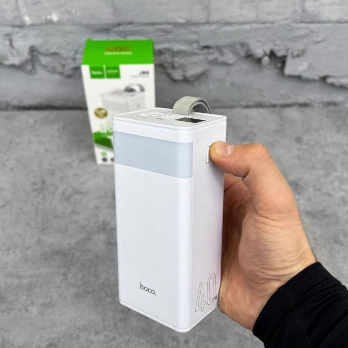 Нoco 40000 mAh з LED дисплеєм та ліхтариком  J86 / Powerbank / білий