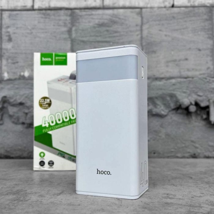 Нoco 40000 mAh з LED дисплеєм та ліхтариком  J86 / Powerbank / білий