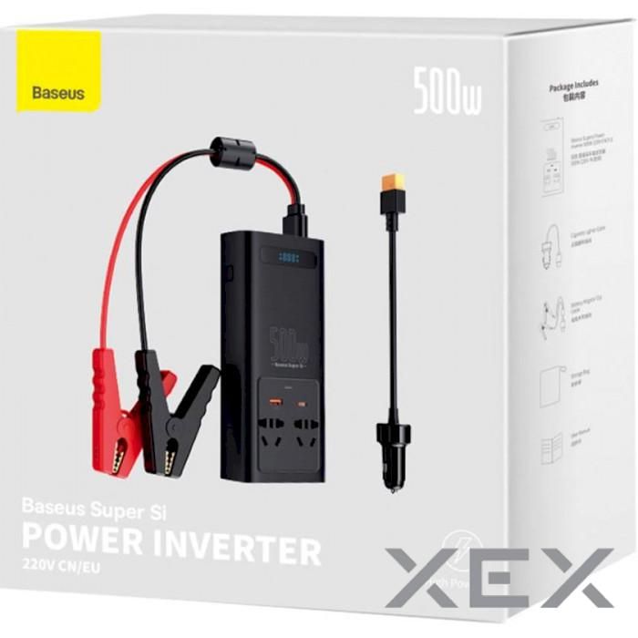 Baseus Super Si автомобільний інвертор 12V/220V  Power Inverter 500W 220V CN/EU (CGNB000101)