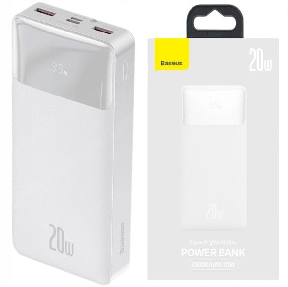 Зовнішній акумулятор BASEUS Bipow 20000mAh (PPBD20K) білий