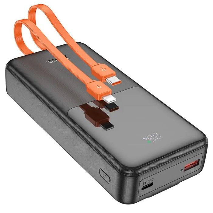 Hoco J119A-20000 mAh Швидка зарядка(З двома кабелями Lightning, Type-C та двома виходами USB , Type-C) Чорний