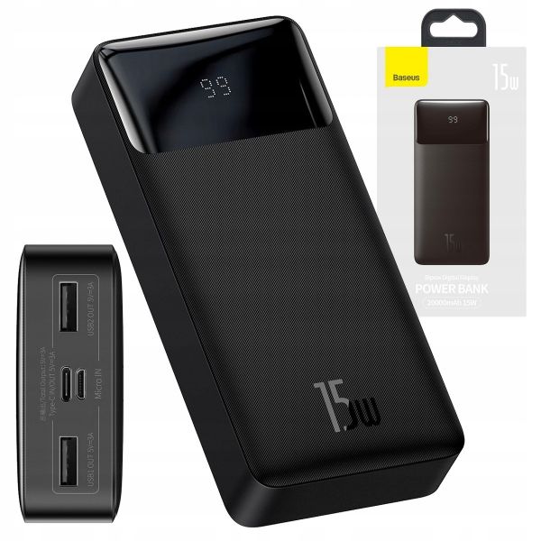 Baseus 20000 mAh. 15W. Чорний