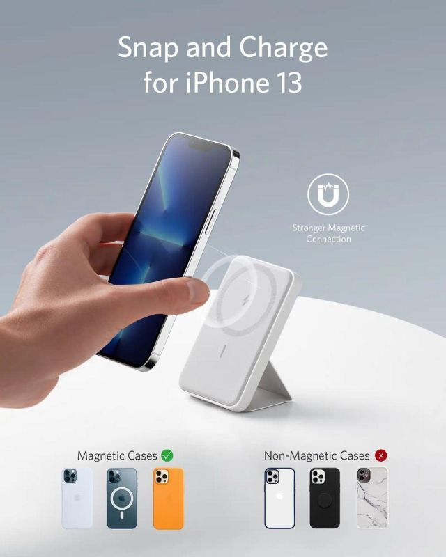 Anker 621 5000 mAh 12W та підставкою Бездротовий Magsafe для iPhone Білий