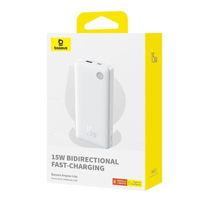 Baseus Airpow Lite 10000 mAh USB + Type-C 15 Вт Білий