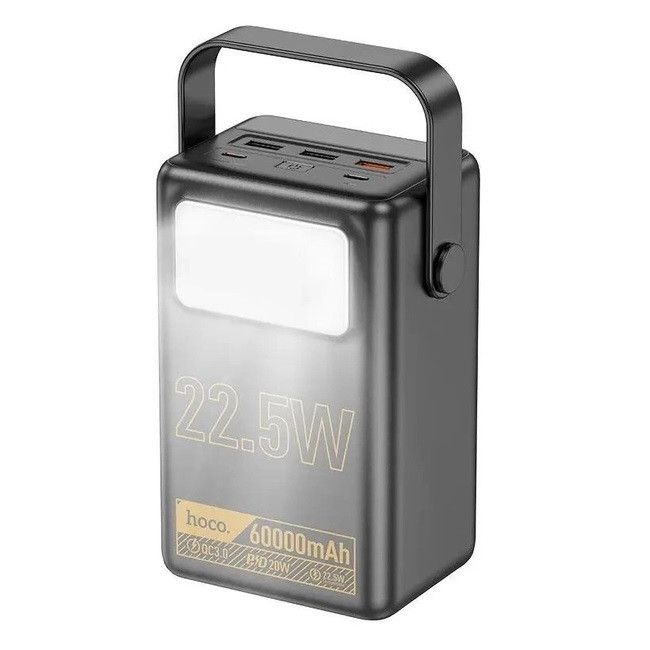 Hoco J110 PD22.5W+QC3.0 (22.5W) 60000 mAh з ліхтариком 3xUSB Black