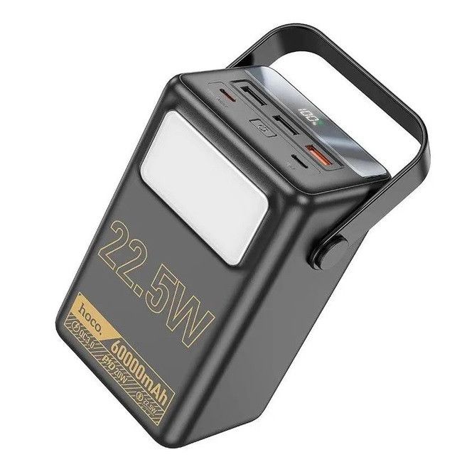 Hoco J110 PD22.5W+QC3.0 (22.5W) 60000 mAh з ліхтариком 3xUSB Black