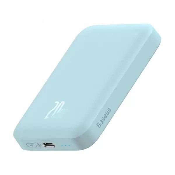 Павербанк з Бездротовою зарядкою Qi 15W Baseus Magnetic Mini Wireless Fast Charge 2in1 10000mAh 20W 2.4A QC3.0+PD3.0 (PPCX030003) Блакитний