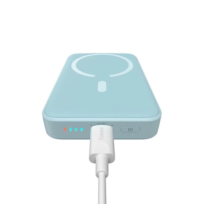Qi 15W Baseus Magnetic Mini Wireless Fast Charge 2in1 10000 mAh 20W 2.4A QC3.0+PD3.0 (PPCX030003) Блакитний