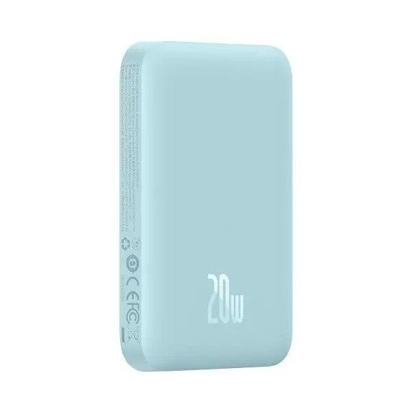 Qi 15W Baseus Magnetic Mini Wireless Fast Charge 2in1 10000 mAh 20W 2.4A QC3.0+PD3.0 (PPCX030003) Блакитний