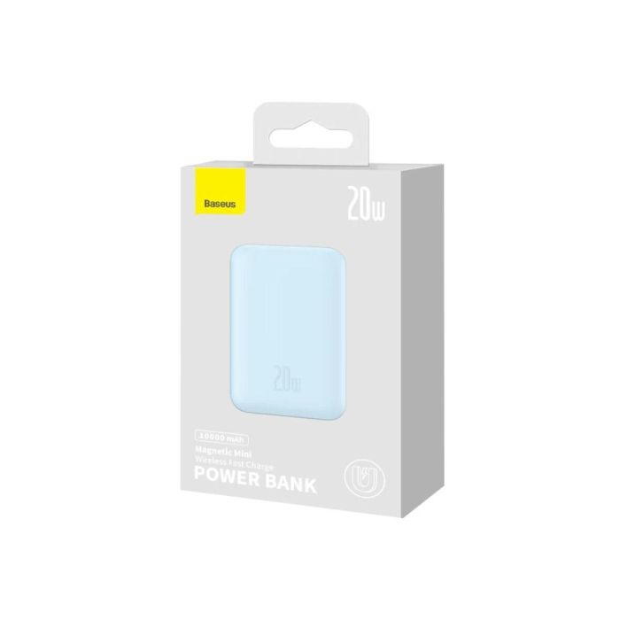Qi 15W Baseus Magnetic Mini Wireless Fast Charge 2in1 10000 mAh 20W 2.4A QC3.0+PD3.0 (PPCX030003) Блакитний