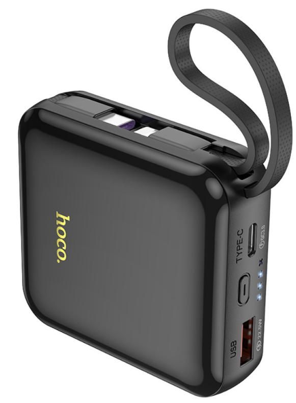 Hoco Q23 Blade із вбудованими кабелями 10000 mAh PD20W+QC3.0 with cable Type-C/Lightning (чорний)