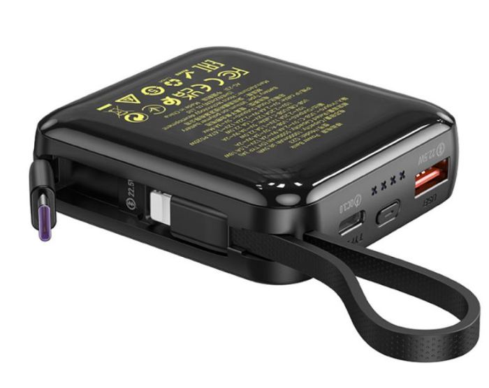 Hoco Q23 Blade із вбудованими кабелями 10000 mAh PD20W+QC3.0 with cable Type-C/Lightning (чорний)