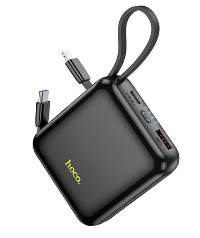 Hoco Q23 Blade із вбудованими кабелями 10000 mAh PD20W+QC3.0 with cable Type-C/Lightning (чорний)