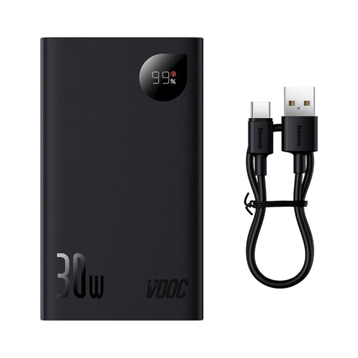 Baseus Adaman2 Digital Display Fast Charge 20000 mAh (VOOC Edition) |2USB/Type-C, PD/QC, 30W/3A| чорний
