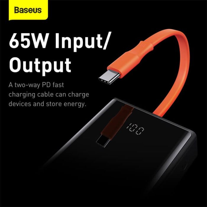 Baseus Elf Digital Display Fast Charging 20000 mAh |2USB/1Type-C+Type-C Cable, 5A/65W| (PPJL000001) чорний