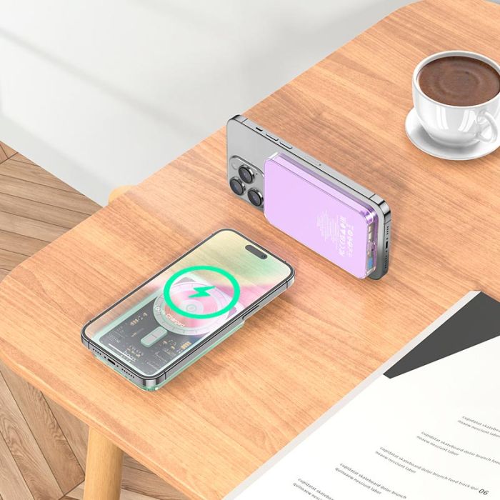 Hoco Ice Crystal magnetic fast charging Q14 5000 mAh |Type-C, QC/PD, 20W/3A| фіолетовий